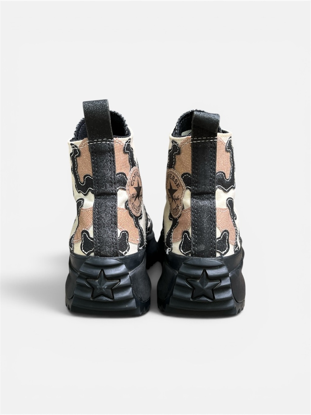 Converse Platform High-Top Sneakers in Cream, Black and Tan Camo - Picture 8 of 11